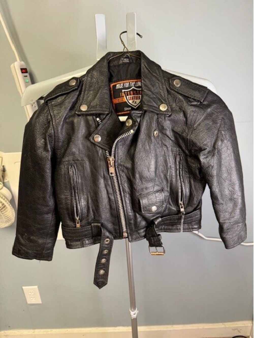 Interstate Leather Kids Black Motorcycle Biker Jacket, Genuine Leather